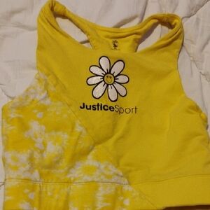 Justice Sport Yellow Floral Kids Tank Top